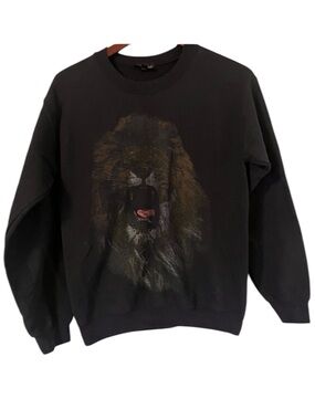 Topshop Black Sweatshirt with Brown and Tan Lion Graphic
